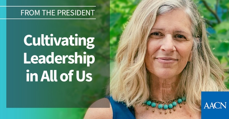 AACNme's tweet photo. Now is the time to use our leadership skills and bold voices to help shape healthcare for the future. I hope you, like me, are ready to be part of the solutions our profession so desperately needs. — AACN President Beth Wathen. #RootedInStrength. Watch her video.