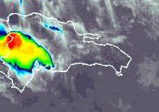 GloriaCeballos7's tweet photo. Al atardecer del martes persisten los desarrollos nubosos generadores de aguaceros con tormentas eléctricas sobre las provincias: Elias Piña y San Juan de la Maguana. https://t.co/FoCNcTgIEi