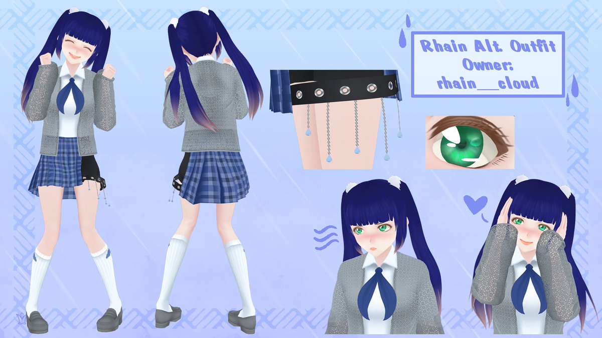 RhainCloudVT's tweet photo. would anyone possibly be interested in buying my rhain 3D model made my @/PlayerCalcium 
includes:
☁️ vrm file 
☁️extra outfit 
☁️extra hair (hair down and space buns on the extra outfit)
☁️ reference sheet 

looking for $375 USD or best offer
dm me for more Info ❤️ https://t.co/MSAp294LTc
