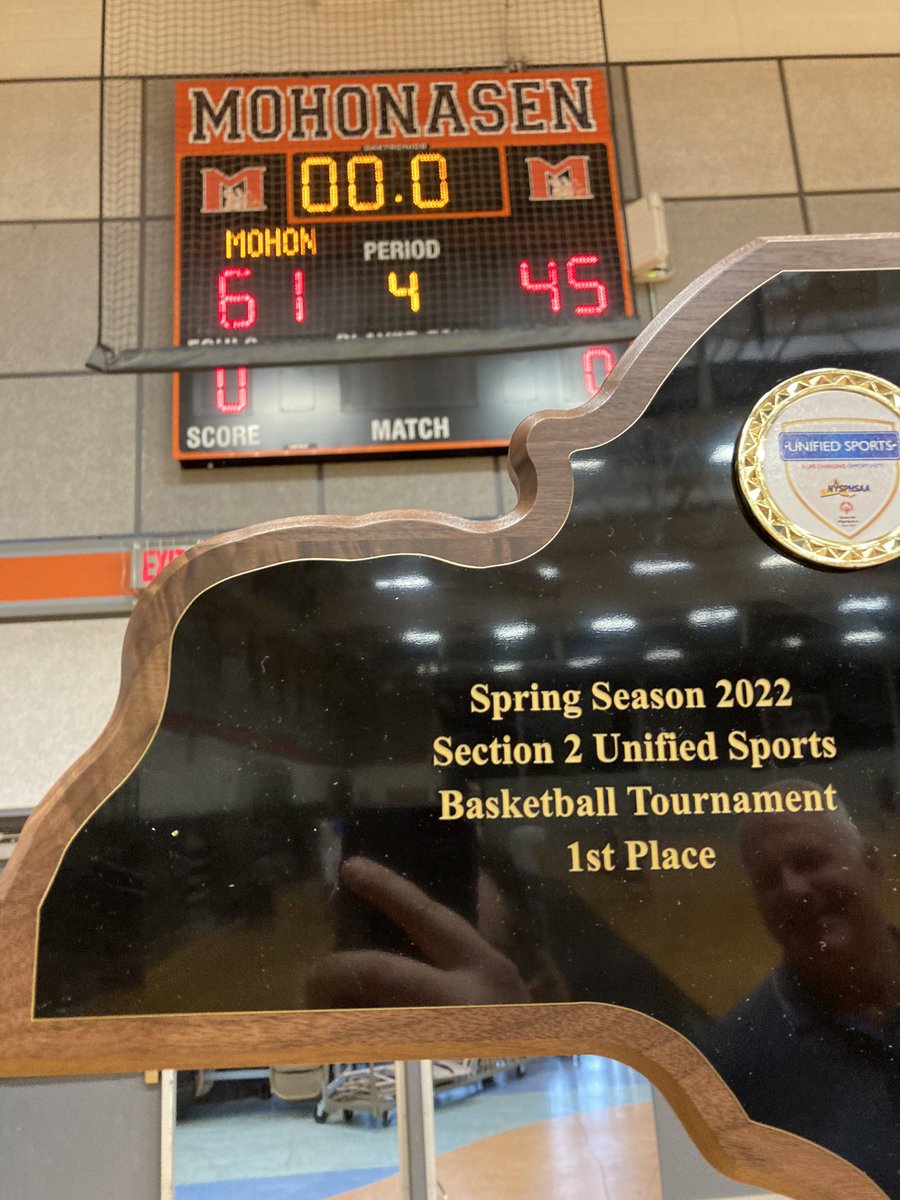 mohonboysbball's tweet photo. Today’s @UnifiedSportsNY 🏀 final: @MohonSports 61 - @ScschoolsP 45. That’s 3 division 🏆 in a row! Seniors Ben Parker and Matthew Small are your @MightyPrincipal MVPs! What a great season! We are @MohonPROUD of our CHAMPS! https://t.co/q4V5q1MpUV
