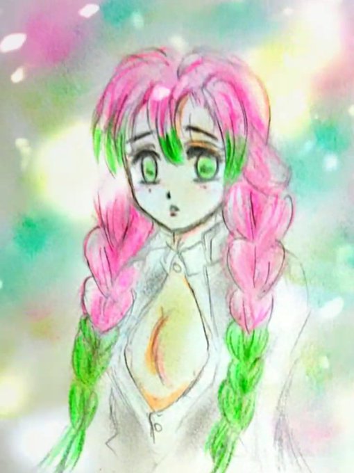 マユト　北のAKA座さんがTwitterに投稿した甘露寺蜜璃(鬼滅の刃)のイラスト。