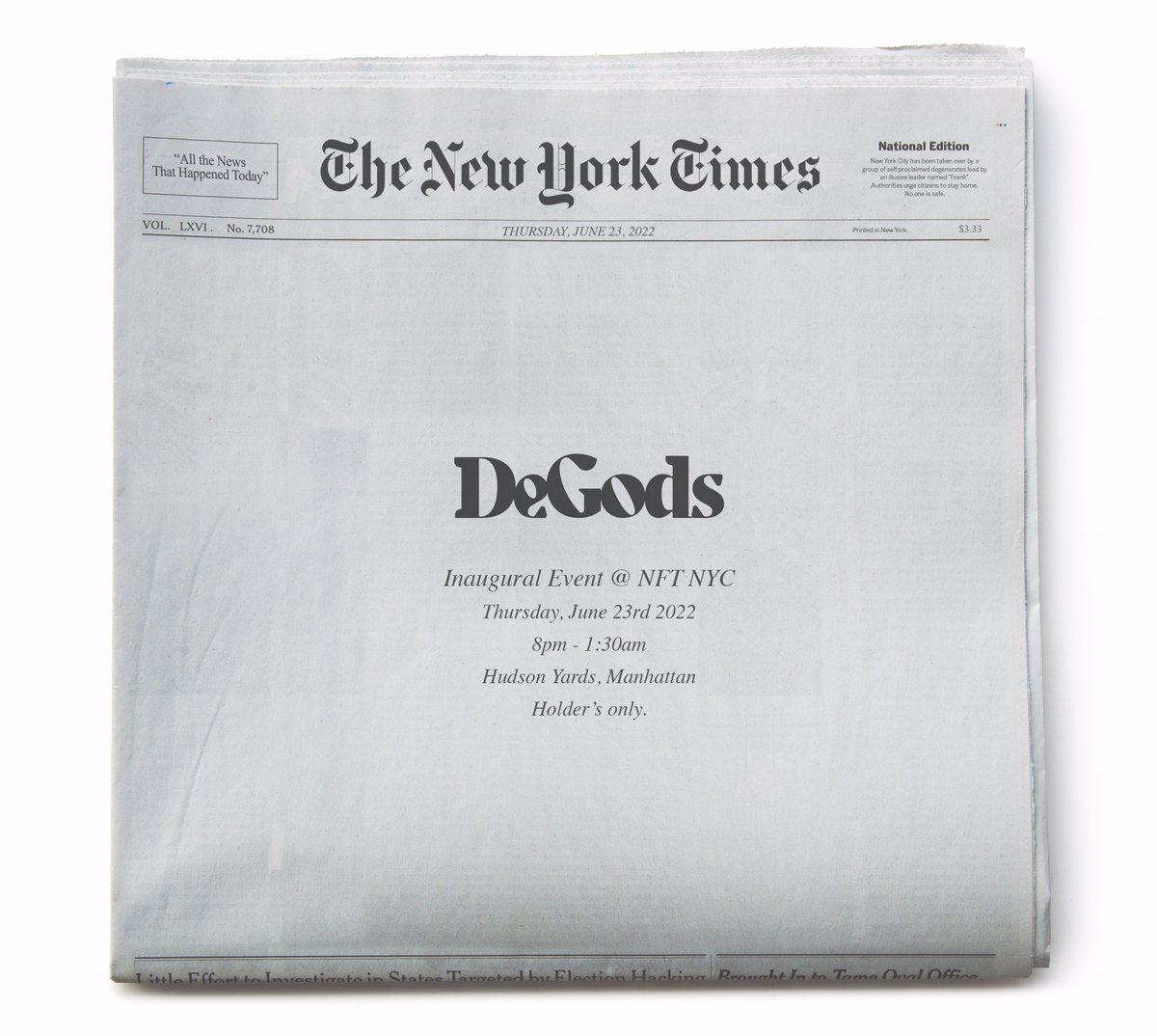 DeGodsNFT's tweet image. NFT NYC 2022.