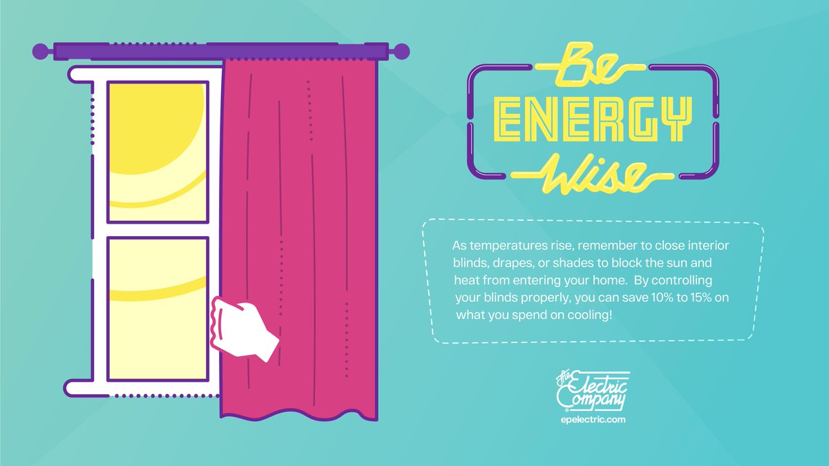 As temperatures rise, remember to close interior blinds, drapes, or shades to block the sun and heat from entering your home. ☀️🏡

By controlling your blinds properly, you can save 10% to 15% on what you spend on cooling! 

For more useful tips visit: bit.ly/EnergyWiseTips