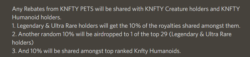 KnftyWorld's tweet photo. We have decided to to give royalties from our free Knfty Pets drop to the top holders. This will ensure that people who spend top ADA, will get something in return. 

#CNFTCommunity #Cardano #ADA #nftart https://t.co/O0Lii9B6Y8
