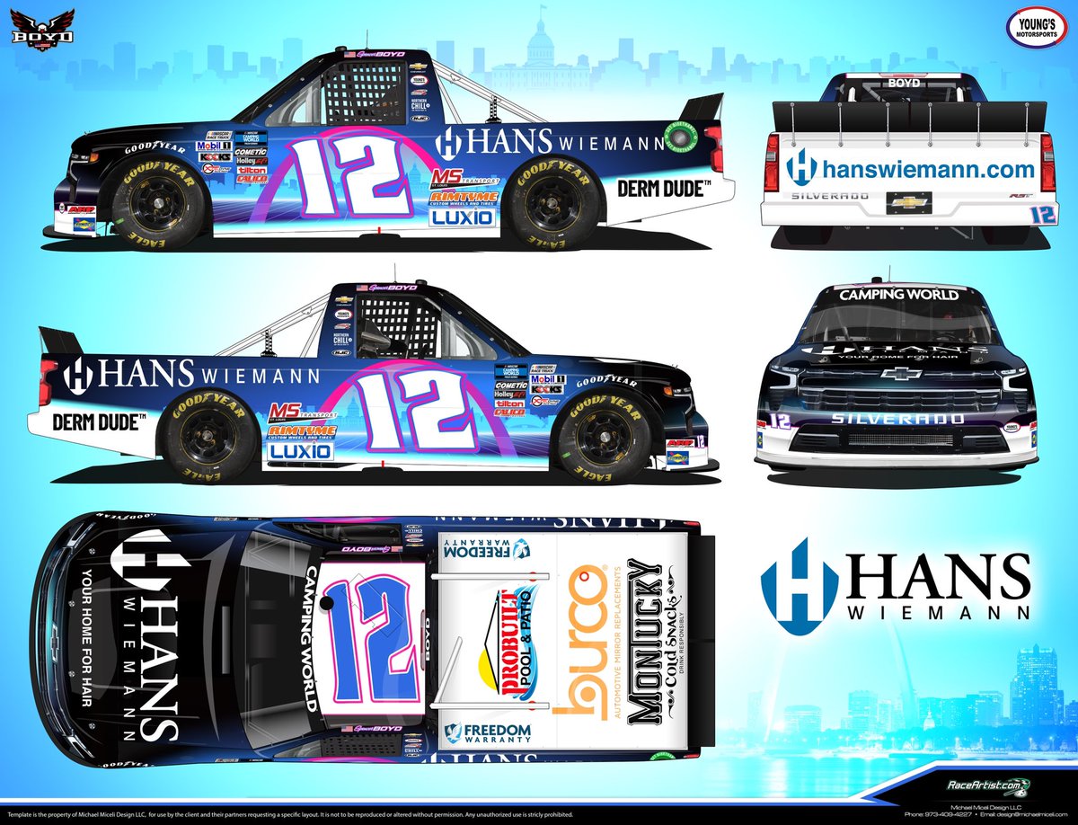 Racing into my hometown of St. Louis, MO this weekend! Love the Arch on our #12 <a href="/hanswiemann/">Hans Wiemann</a> Chevy! Excited to have such an iconic hometown brand on board our <a href="/youngsmtrsports/">Young's Motorsports</a> truck!