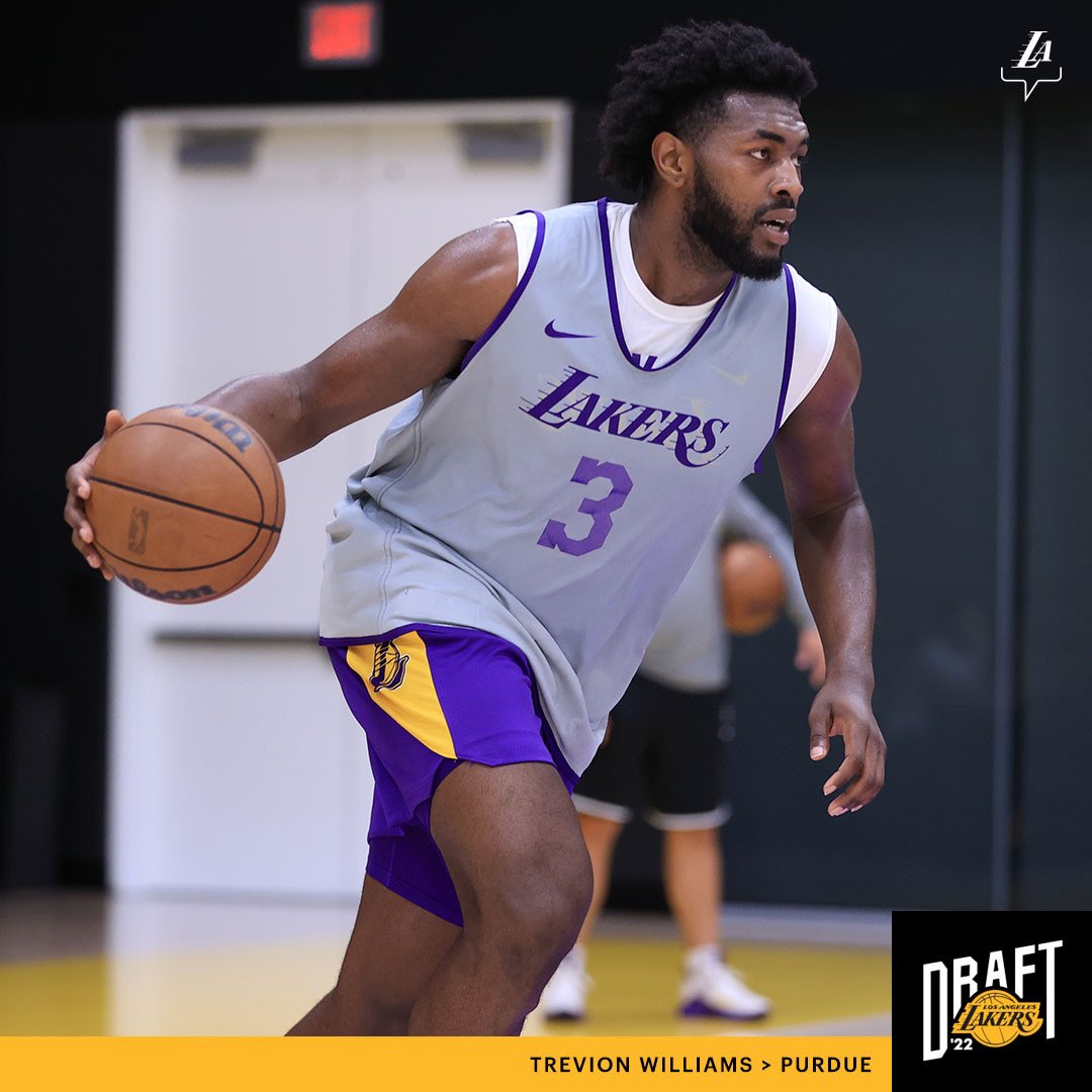 Lakers's tweet photo. Working out for the #LakeShow today: Trevion Williams 

@twill___ x @BoilerBall https://t.co/L2leM3XYQQ