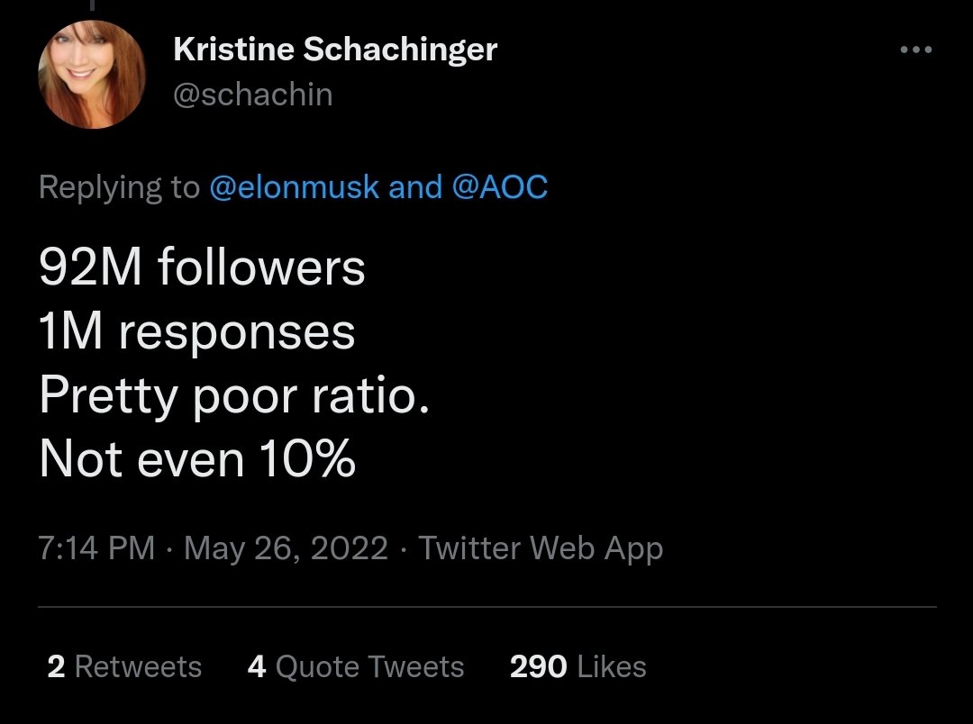 anonymous187161's tweet photo. @elonmusk @AOC Says the woman who has 18.3k followers and can barely hit 250 likes on a post that has been pinned to her profile since 2019... ouch! How embarrassing for you, @schachin! https://t.co/al0T2tWb7s