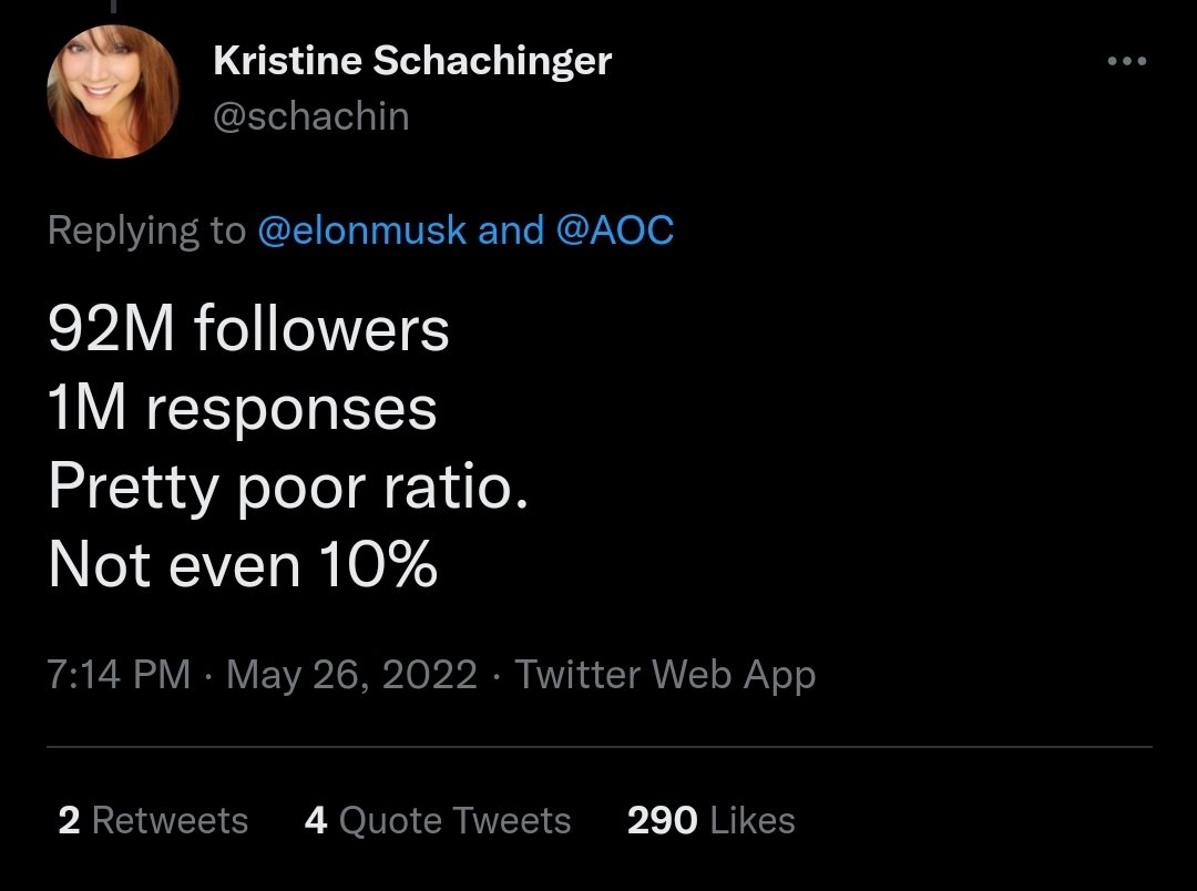 anonymous187161's tweet photo. @elonmusk @AOC Says the woman who has 18.3k followers and can barely hit 250 likes on a post that has been pinned to her profile since 2019... ouch! How embarrassing for you, @schachin! https://t.co/al0T2tWb7s