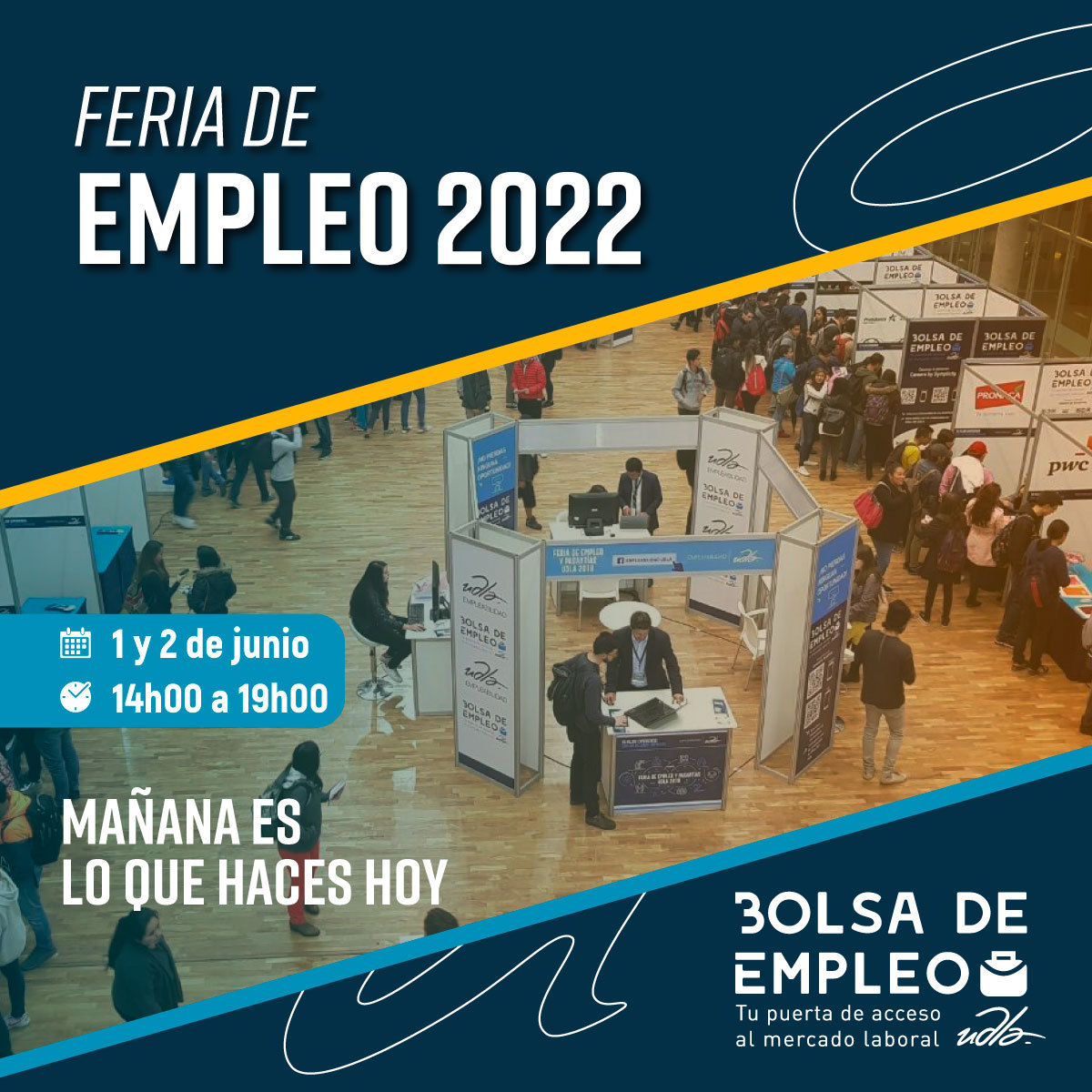 ComunicaUDLA's tweet photo. No te puedes perder la Feria de Empleo y Pasantías 2022💼

Espéranos este miércoles 1 y jueves 2 de junio.
UDLAPARK Sala de usos múltiples S6 y auditorio 2.

 En este link encontrarás la agenda completa del evento:  

https://t.co/qrBmT2H6mE https://t.co/POLAU1VJHz