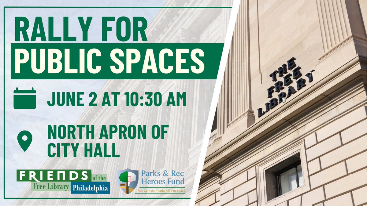 SouthPhillyRead's tweet image. Do you love your libraries?  Do you love your parks and rec centers?  Come out to Rally for Public Spaces! Thursday, 10:30am on the North Side of City Hall.  Story Time to follow! #Readby4th #SouthPhillyReads #FundOurLibrariesPHL