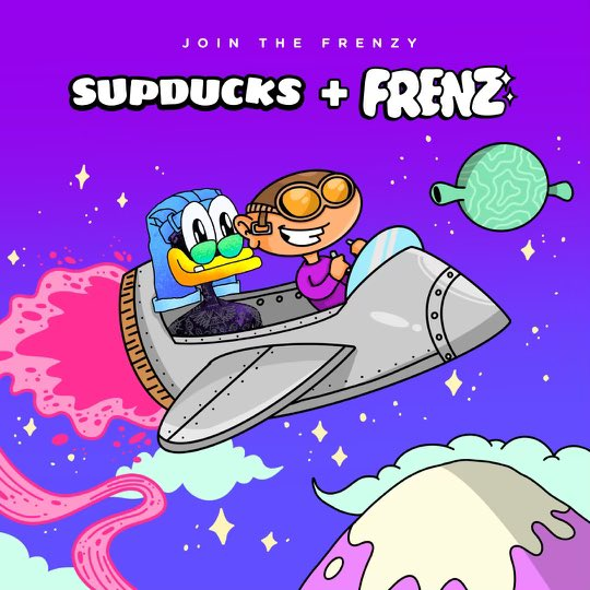 Frenzfromspace's tweet photo. We'd love to welcome all our Frenz from @RealSupDucks into Frentopia 🛸✨

To celebrate, we're giving away 5x WL Spots:

Like, Retweet, and tag a Fren!

#Solana #NFTGiveaways https://t.co/lzTeY5zYAz