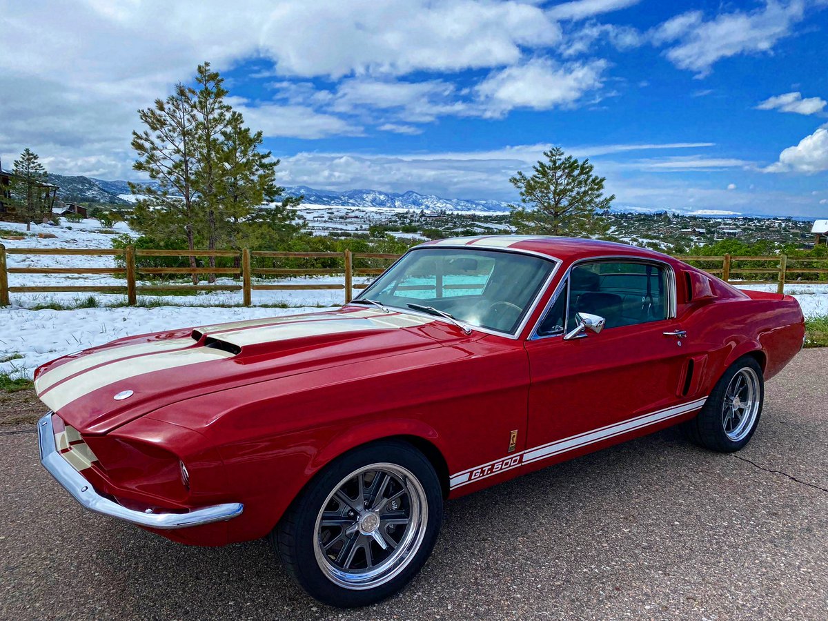 Here’s a beautiful pic of car #113 at home in Colorado.  The owner is really enjoying his new #Revology 1967 Shelby GT500--the minute the snow melted he had the car on the road.
