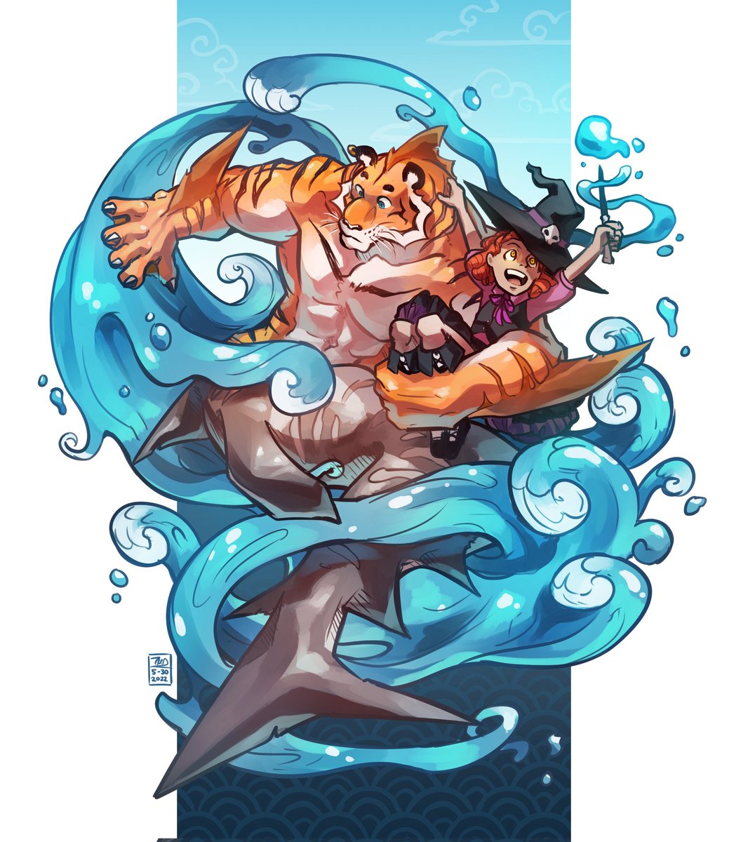 If my tabaxi turns into a mermaid I'm gonna FLIP ft. Clariese, an NPC in the campaign #dndart #mermay2022 #characterdesign 
🌊🐯