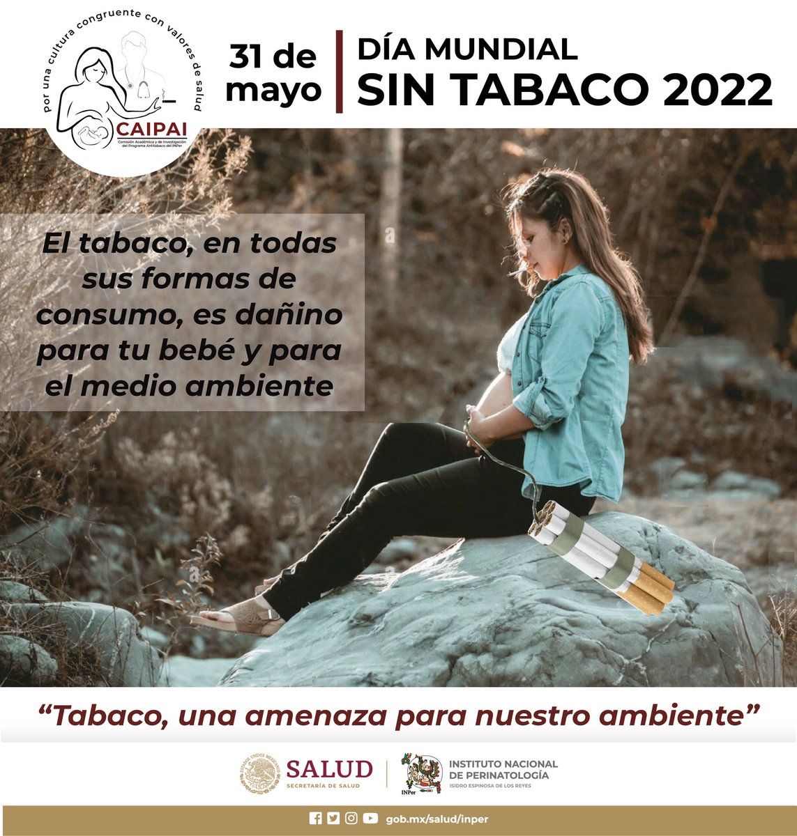 INPer_mx's tweet photo. El #tabaco, en todas sus formas de consumo, es dañino para tu #bebé y para el #medioambiente

No expongas a tu #embarazo al #humodetabaco en el #ambiente

#DíaMundialSinTabaco 2022
“Tabaco, una amenaza para nuestro ambiente”
1/2 https://t.co/6Phz8PQqGq