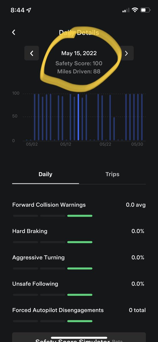 TeslaJoy's tweet photo. @Ed_Spartan_117 @guy_frugal @DirtyTesLa @teslainventory My longest 100 score so far all on FSD. https://t.co/hAg2wWO1Qx
