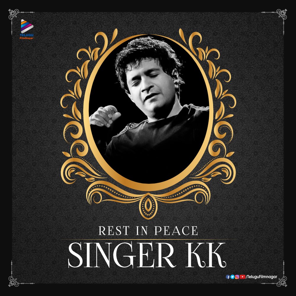 telugufilmnagar's tweet photo. .@telugufilmnagar mourns the untimely demise of Super Talented Singer KK. May his soul rest in peace!! 🙏🙏
#RIPSingerKK #SingerKK #TeluguFilmNagar https://t.co/UWILGN8Q1k