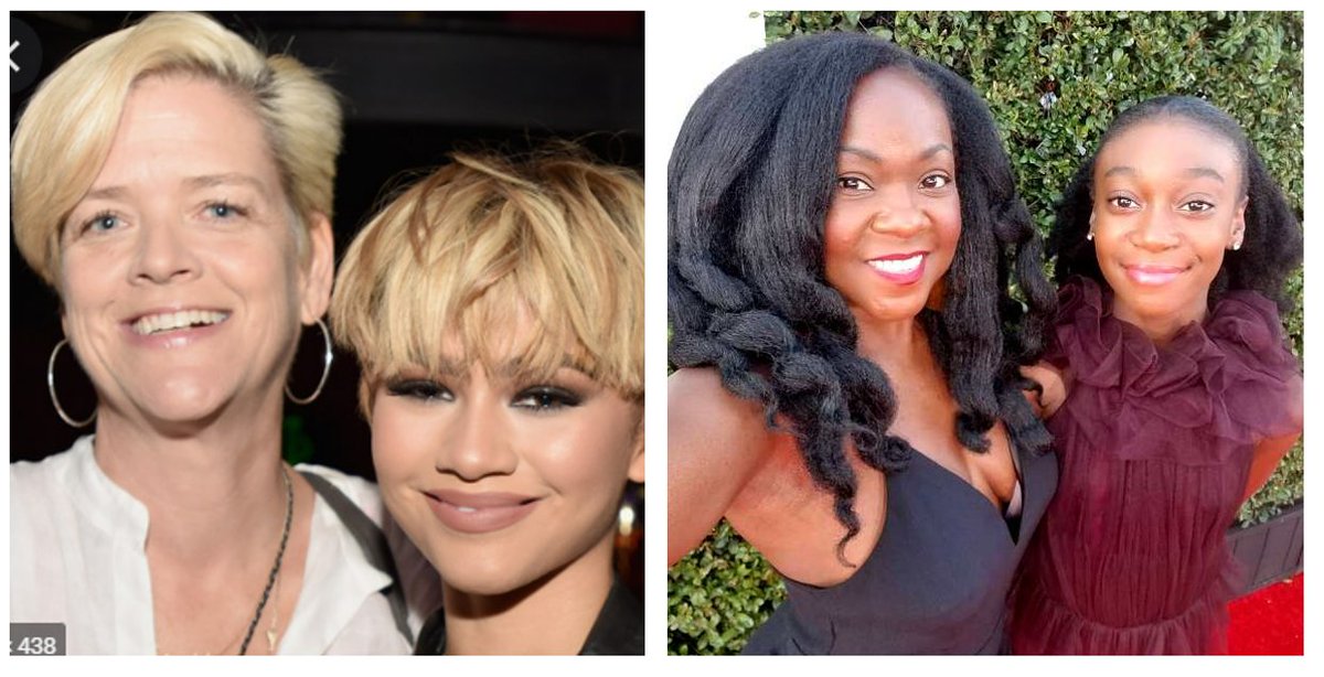 FGRap19's tweet photo. @irreleg4nce @123itsgucci Question for you irreleg4nce. Below is a picture of Zendaya with her BIOLOGICAL mother (Claire) and Shahadir (actress from 'US') with her BIOLOGICAL mother (Dina).

Would you say Claire &amp; Dina have both given birth to black women? https://t.co/USHeUF8FSO