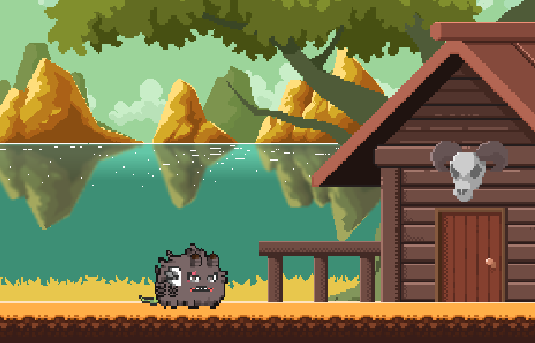 axieclaw's tweet photo. Going to my lakeside cabin after murdering slimes. 🌳 https://t.co/vzYSefUTVC