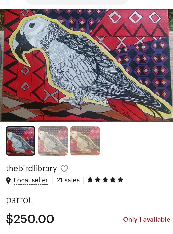 thebirdlibrary's tweet photo. You know you want a huge painting of an African Grey Parrot! Get it on my etsyhttps://www.etsy.com/listing/1223127724/parrot?click_key=a23228d818237fecd710514df023571a081bac55%3A1223127724&amp;click_sum=03804c1e&amp;ref=shop_home_active_10&amp;frs=1 https://t.co/f6WEiUXOCS