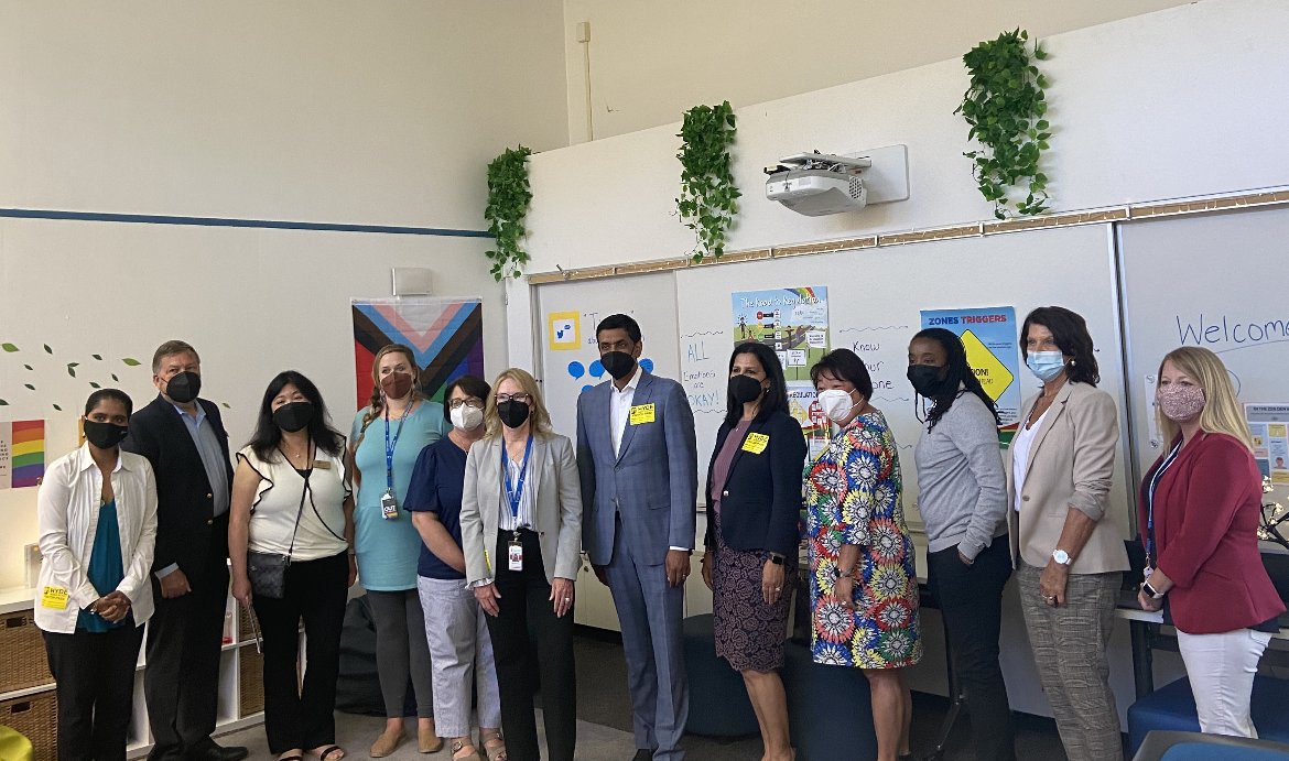 SCCOE's tweet photo. Thank you to Representative @RoKhanna for visiting Hyde Middle School in @CUSDK8  to discuss the importance of wellness centers on campuses and the need for mental health services and support for students. #WholeStudent #WeAreSCCOE #MentalHealthMatters https://t.co/J1EYtiFsKi
