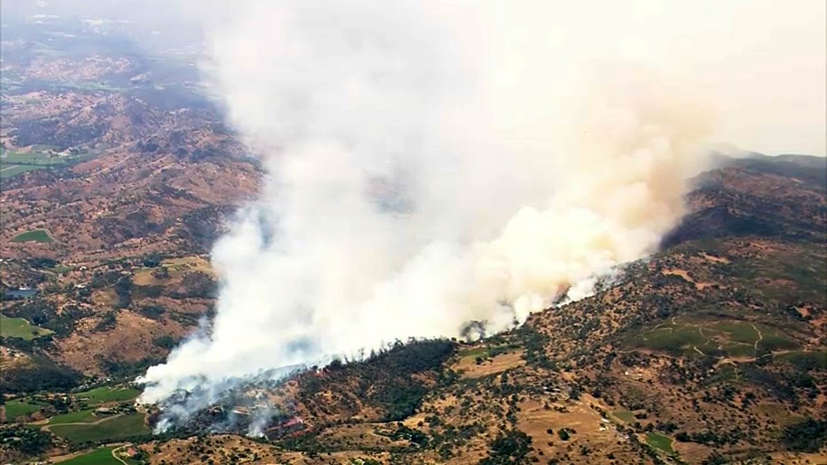LIVE VIDEO: Firefighters continue to battle a brush fire burning near Old Soda Springs Road in Napa County. nbcbay.com/WxZC0MN