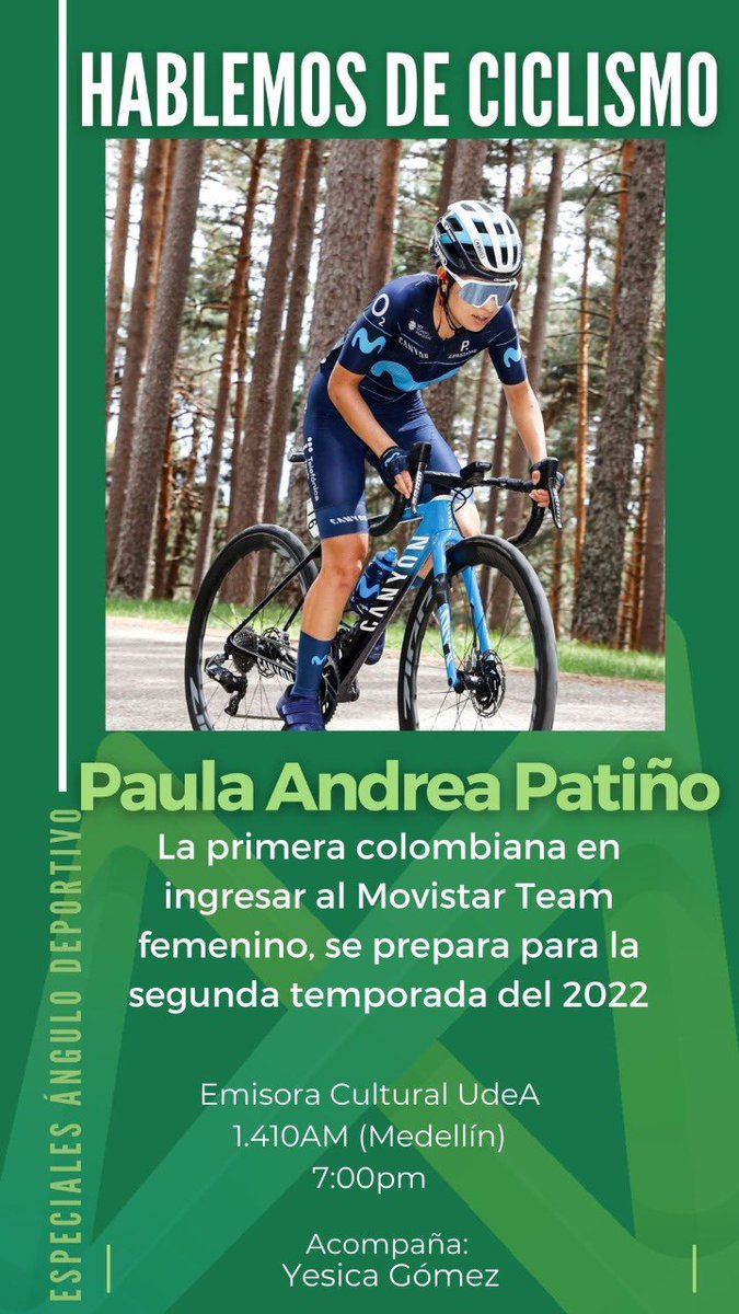 AnguloUdeA's tweet image. 🎙Al AIRE Ángulo deportivo con toda la actualidad deportiva de Antioquia, Colombia y el mundo 🌏⚽️🏀🏆🥊🥋🛼🤺🏊🏾🤽🏽‍♀️sintonízanos 7pm hora COLOMBIA  @emisoraudea 

Frecuencia 1.410 am