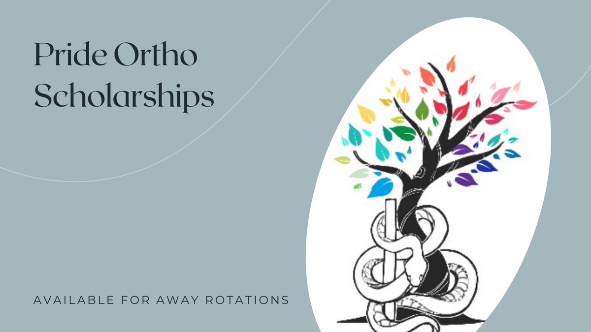 Attention all med studs! Don’t forget to apply for our away rotation scholarships! Tell your friends! Apply here: prideortho.org/Orthopaedic-Ro… <a href="/MSPA_National/">Medical Student Pride Alliance</a> <a href="/MSOSOrtho/">Medical Student Orthopedic Society</a> @PerryInitiative <a href="/PRiSM_Surgery/">Pride in Surgery Forum</a> <a href="/GLMA_LGBTHealth/">GLMA: Health Professionals Advancing LGBTQ+ Equali</a> <a href="/GladdenSociety/">JRGOS</a>