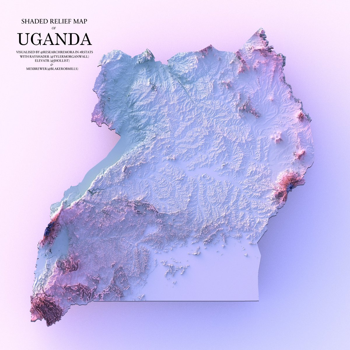 researchremora's tweet photo. A shaded relief map of Uganda.

#rayshader adventures, an #rstats tale https://t.co/PbpVquZErf