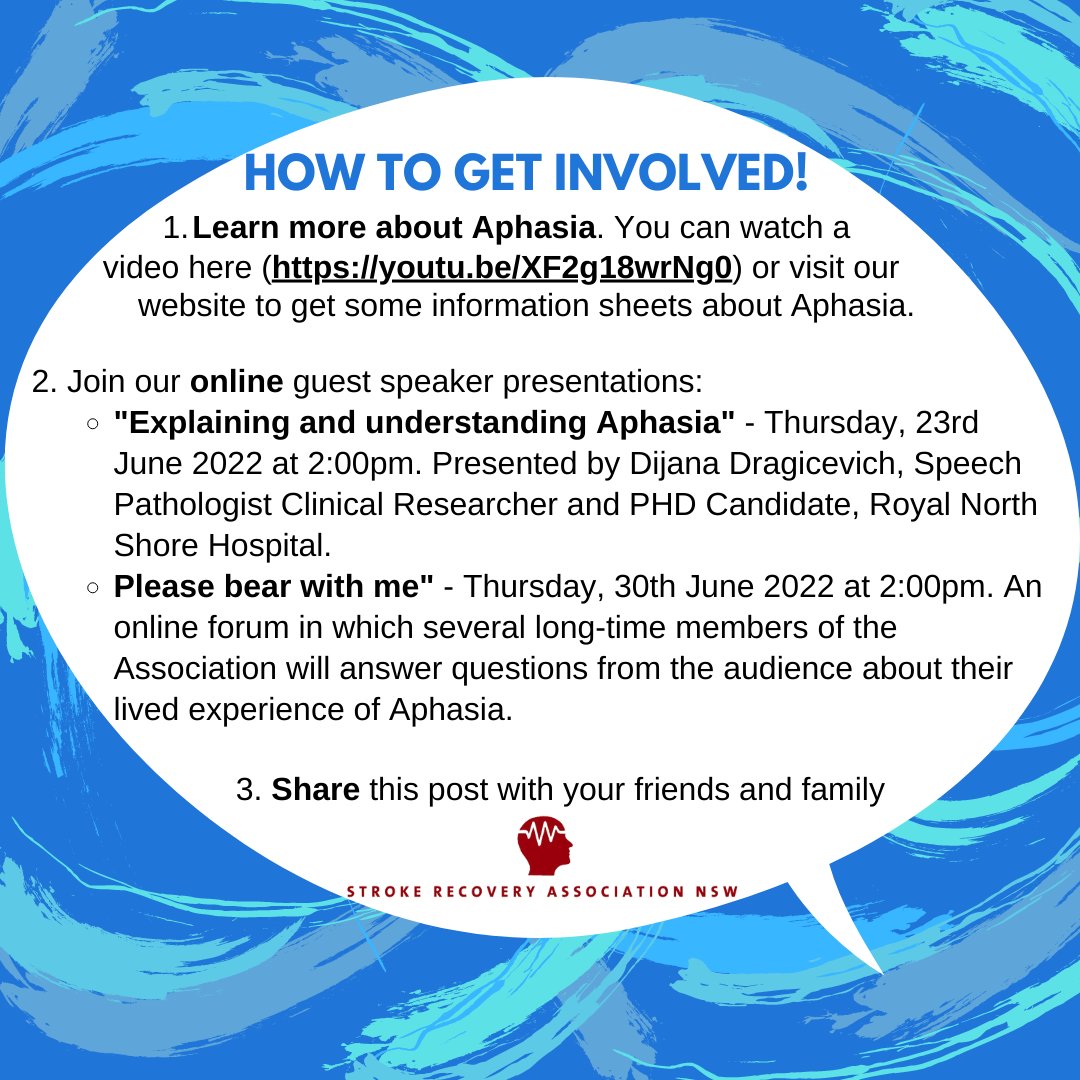 How to get involved in #AphasiaAwarenessMonth2022! Join us in increasing awareness of Aphasia this June. #Aphasia #AphasiaAwareness #Stroke