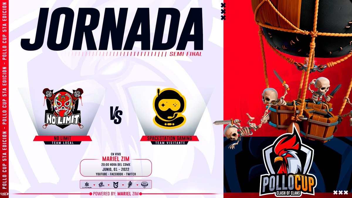 Segunda Semifinal🤩
Miércoles 1 de Junio
⏰5pm🇲🇽🇨🇴00am🇪🇸7pm🇧🇷🇦🇷

<a href="/NoLimit_coc/">NoLimit</a> 🆚 @SpaceStationCOC 

CÁMARAS 🎥 ACTIVADAS
No te lo pierdas! 
Por los canales de: 
 @esteguyrafa_coc y <a href="/MarielZ2010/">MᥲrιᥱᥣZιm ✨🌺✨</a> 

twitch.tv/esteguyrafa

twitch.tv/marielzim

facebook.com/MarielZim