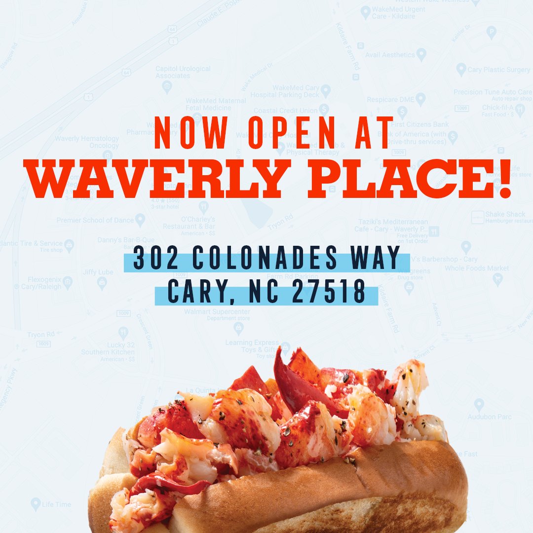 <a href="/MasonsLobster/">Mason's Famous Lobster Rolls</a> is NOW OPEN in Cary and serving their delicious, genuine seafood straight from the waters of Maine! 👋  Swing by to get a taste of New England right here in the South!