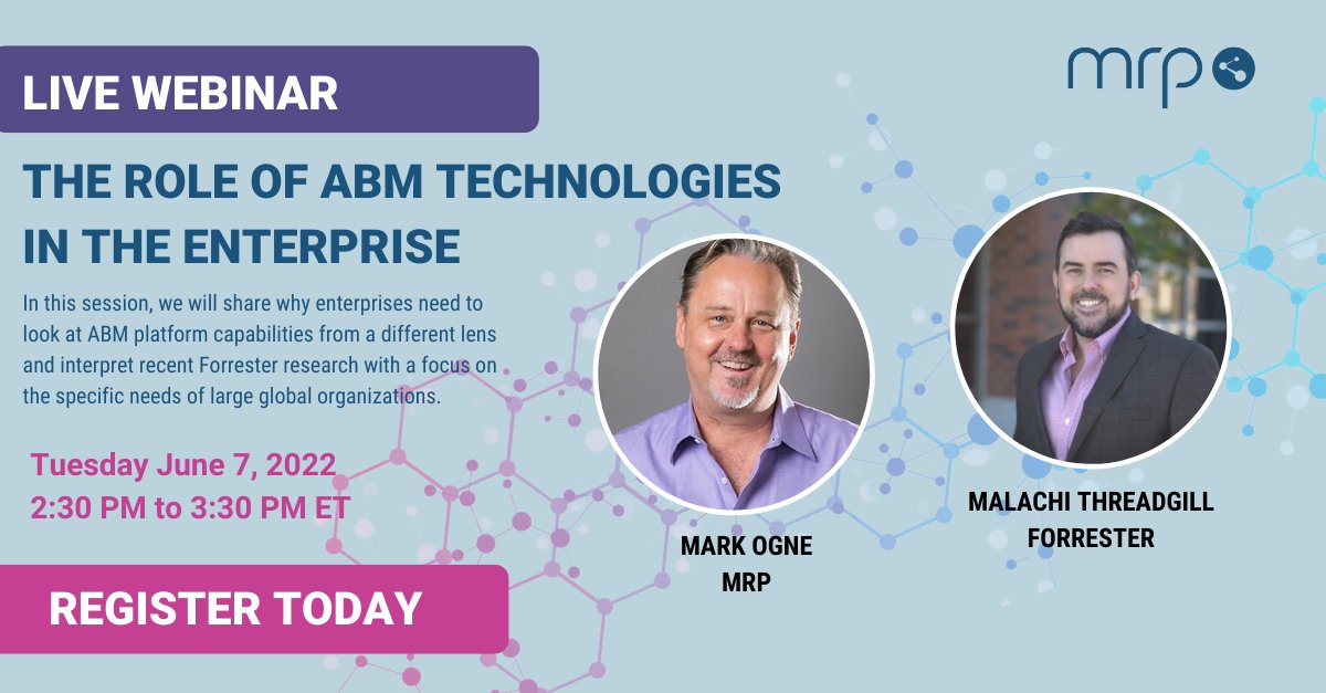 Only 1 week till our live webinar on The Role of ABM Technologies in the Enterprise hosted by <a href="/forrester/">Forrester</a>  Malachi Threadgill and @MRP_Prelytix  CMO <a href="/markogne/">Mark Ogne</a> . The one-hour webcast will provide actionable insights you don't want to miss. bit.ly/ABMTechnology
