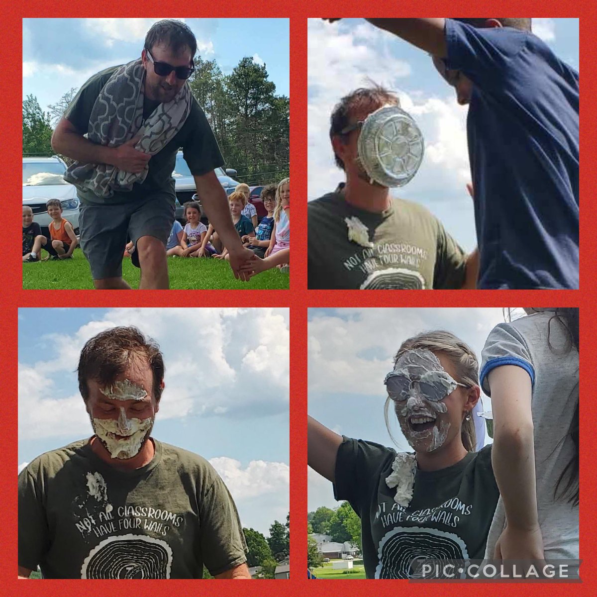 IndianaAreaSD's tweet photo. The BF Pie in the Face Fundraiser was a SMASHING success!!😳🥧😂A fun time was had by all! 🎉Thanks to our families &amp; staff for their generous donations of over $600 benefitting the BF Outdoor Learning Space! #proudBFprincipal #LooksLikeAllTenCommitteeMembersGotAFaceFullOfPie https://t.co/klHbEEq4hN
