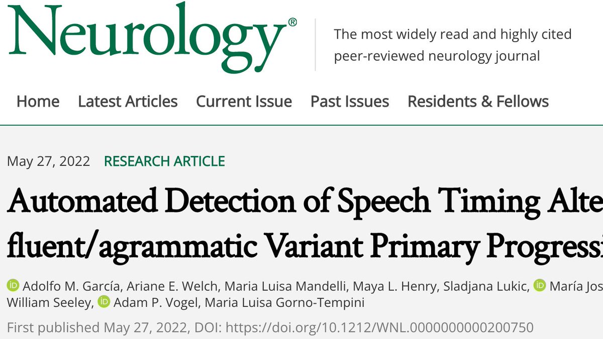 Speech Neuroscience (@speechneuro) on Twitter photo Automated detection of speech timing in autopsy-confirmed #ftd (Non-fluent/agrammatic Primary Progressive #aphasia) lead by <a href="/AdolfoMGarcia/">Adolfo García</a>, <a href="/arianewelch/">arianewelch</a> & Gorno-Tempini <a href="/AlbaLanguage/">ALBA Language Neurobiology laboratory</a> of @UCSFMAC. Published in <a href="/GreenJournal/">Neurology Journal</a>. <a href="/AFTDHope/">The AFTD</a> <a href="/theAFTDA/">AFTDA</a>
n.neurology.org/content/early/… Automated detection of speech timing in autopsy-confirmed #ftd (Non-fluent/agrammatic Primary Progressive #aphasia) lead by <a href="/AdolfoMGarcia/">Adolfo García</a>, <a href="/arianewelch/">arianewelch</a> & Gorno-Tempini <a href="/AlbaLanguage/">ALBA Language Neurobiology laboratory</a> of @UCSFMAC. Published in <a href="/GreenJournal/">Neurology Journal</a>. <a href="/AFTDHope/">The AFTD</a> <a href="/theAFTDA/">AFTDA</a>
n.neurology.org/content/early/…