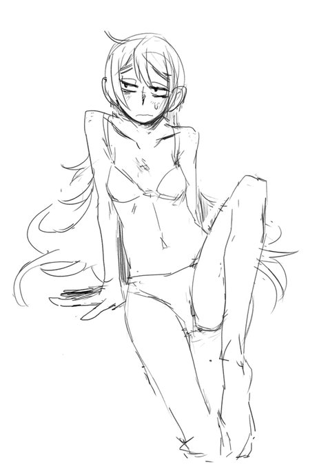 2020年3月のラフと線画用に整えたものと同じく2022年の5月末に作成したものとの比較みたいな
ポーズは元の絵を無視して描いちゃったとはいえ結構変ってるもんですねえ 