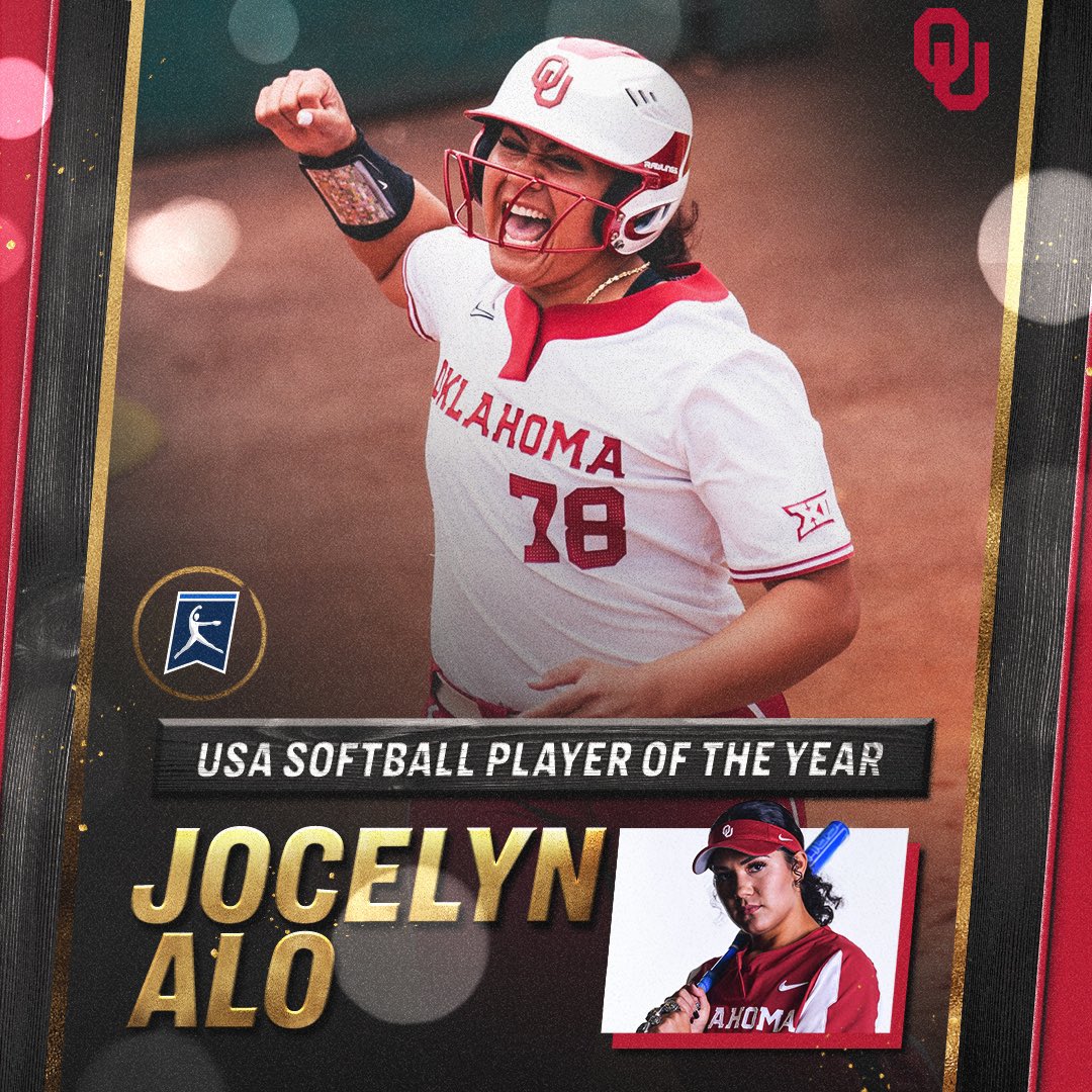 NCAASoftball's tweet photo. 𝐁𝐚𝐜𝐤 𝐓𝐨 𝐁𝐚𝐜𝐤 🏆 

Congratulations to @78jocelyn_alo on being named the @USASoftball Collegiate Player of the Year for the second year in a row!

#NCAASoftball x @OU_Softball https://t.co/Ddanc0kOML