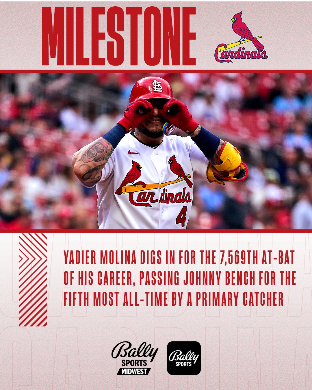 Bally Sports Midwest on Twitter "Yadi passes Bench. 👀 STLCards https