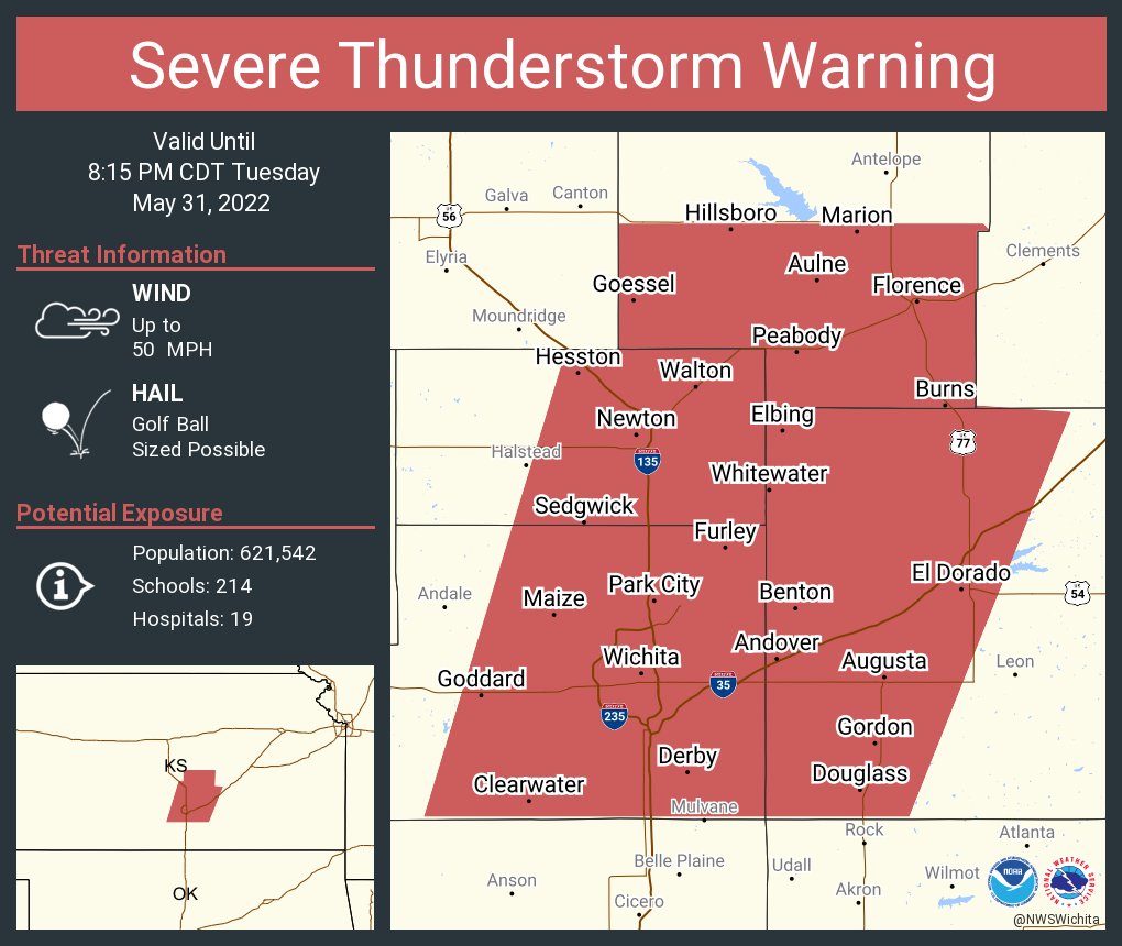 NWS Wichita on Twitter "Severe Thunderstorm Warning continues for