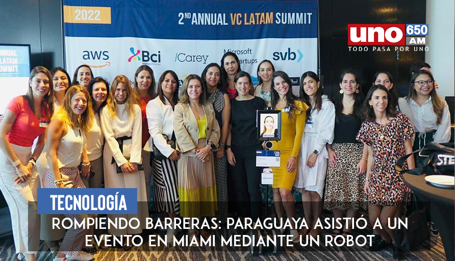 treintamastv's tweet photo. "GABYBOT": Tecnología sin límites🤖🇵🇾

▪️La paraguaya Gabriela Cibils rompió todas las barreras al estar presente en el VC Latam Summit en Miami, Estados Unidos, mediante un robot de telepresencia.

#650AM https://t.co/DyQ0e5GdjH