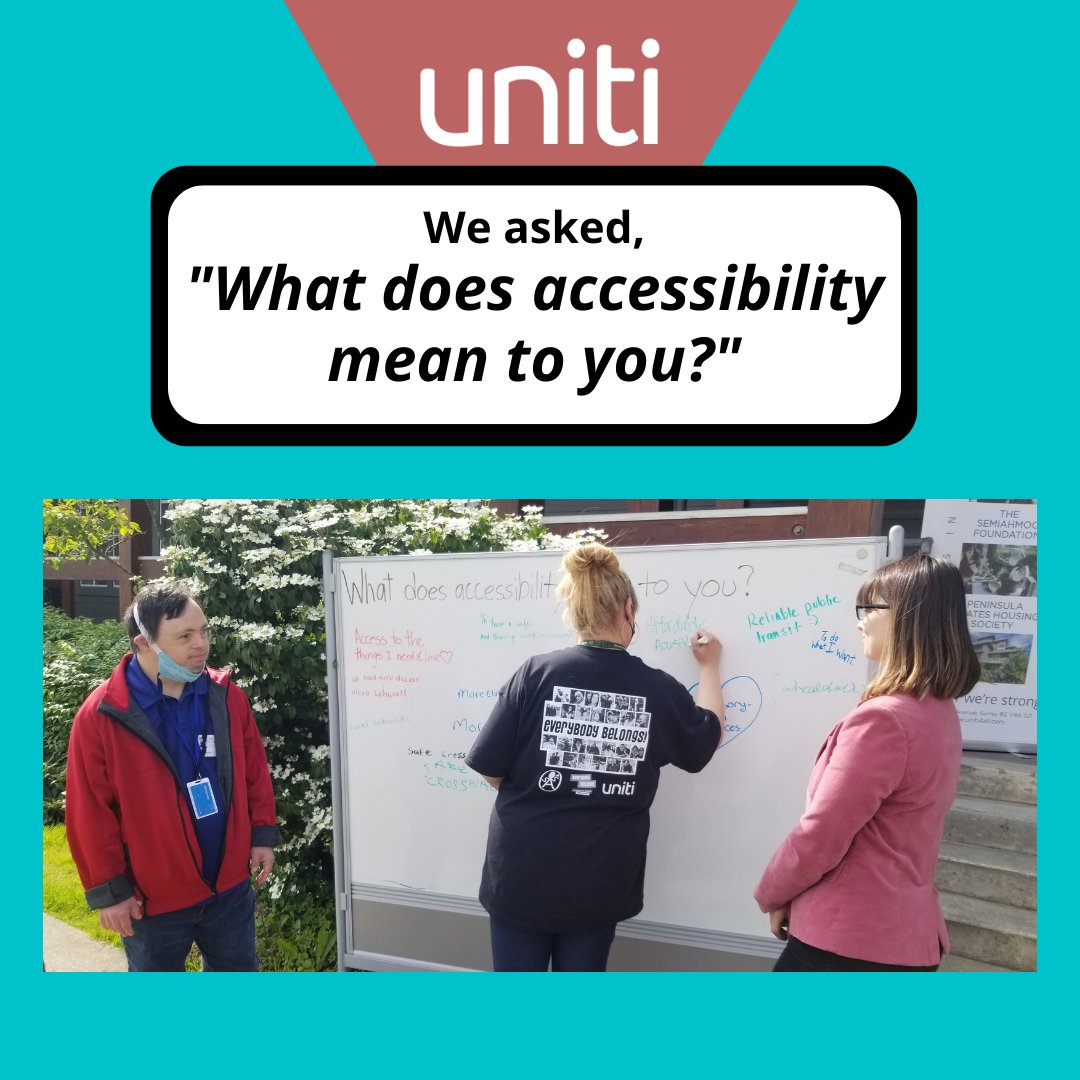 uniti4all's tweet photo. What does accessibility mean to you?

Happy National AccessAbility Week!
@SPARCBC 

#NationalAccessAbilityWeek #NAAW2022 #accessibility #community #inclusion #disabilityrights #affordablehousing #publictransit #workaccommodations #surrey #whiterock #bc #canada https://t.co/HlUSQvis6I