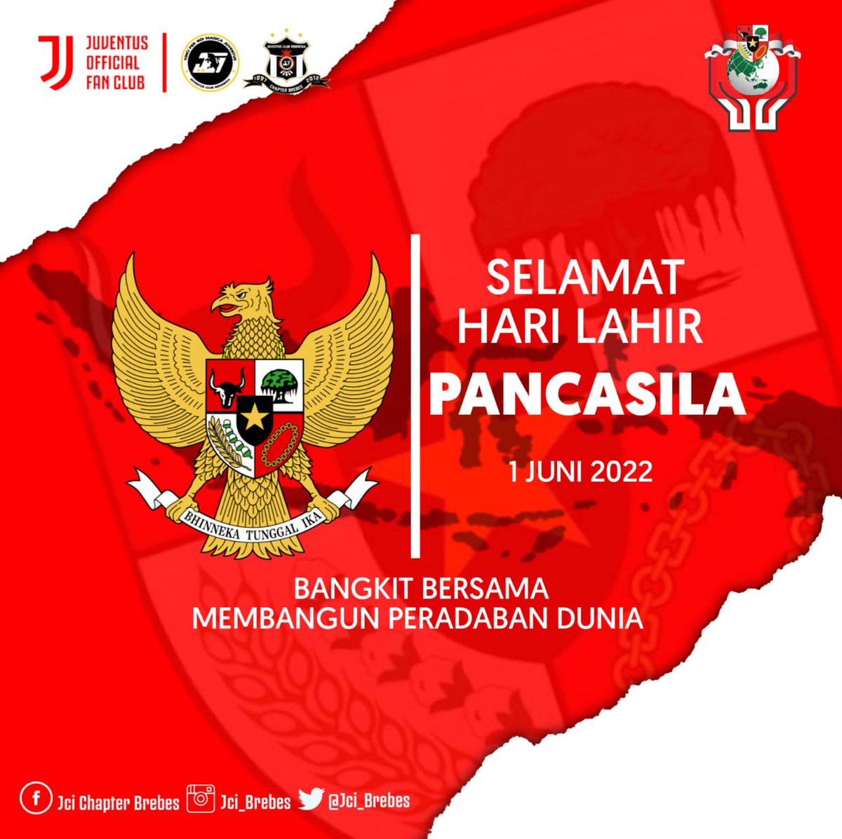 Selamat Memperingati Hari Lahir Pancasila ke-76 1 Juni 2022.
"Bangkit Bersama Membangun Peradaban Dunia" 
#selamatharipacasila