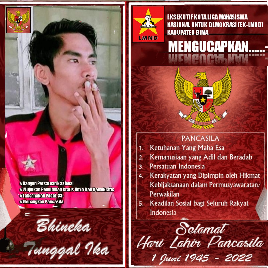 BoncesLmnd's tweet photo. Selamat Hari Lahir PANCASILA buat Masyarakat Indonesia,,, https://t.co/xJQyluLROv