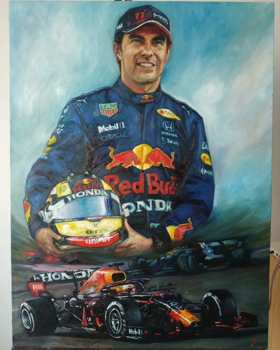rikipinta's tweet photo. Checo campeón 80x60cm óleo en bastidor https://t.co/kmrHnkX7Fb