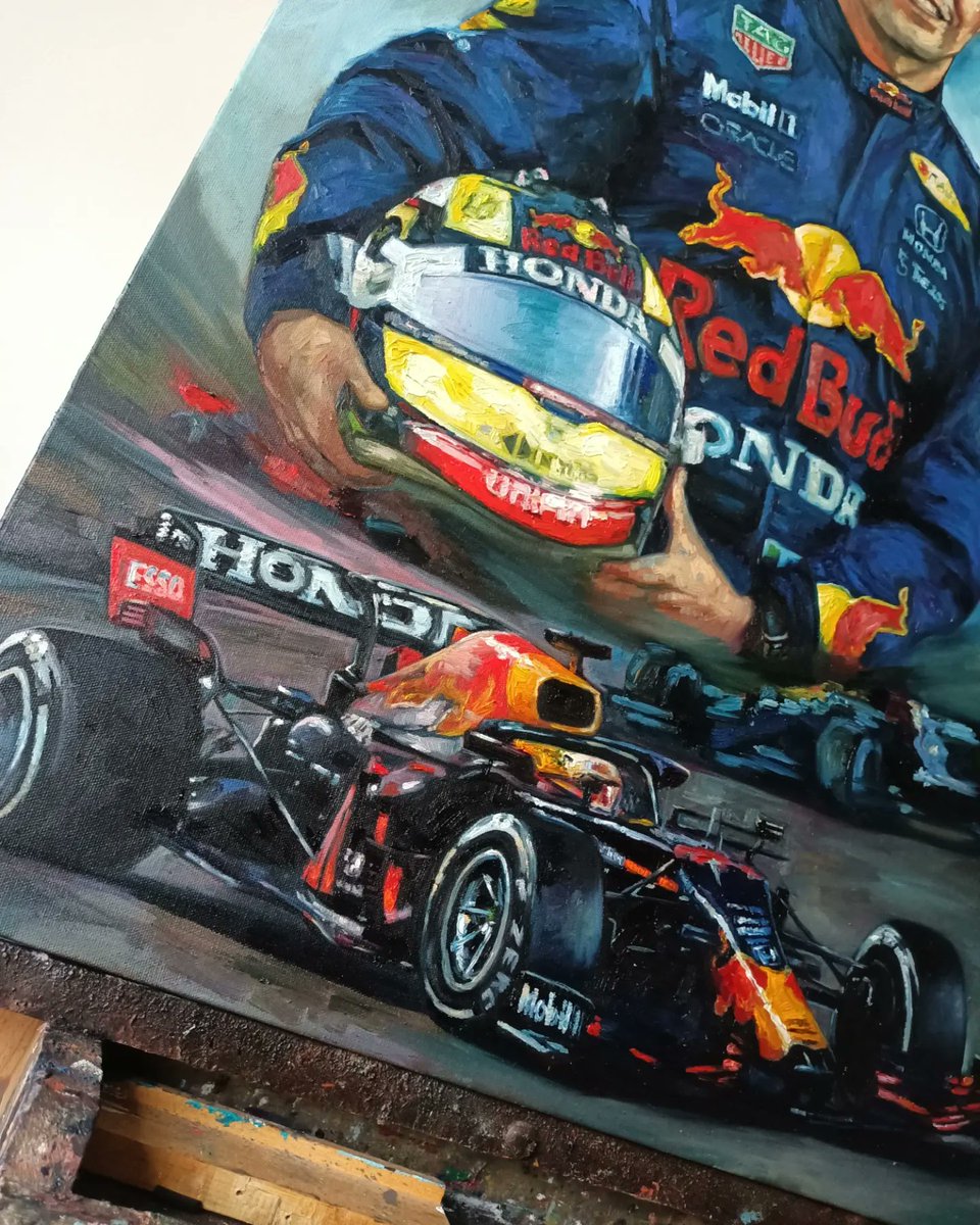 rikipinta's tweet photo. Checo campeón 80x60cm óleo en bastidor https://t.co/kmrHnkX7Fb