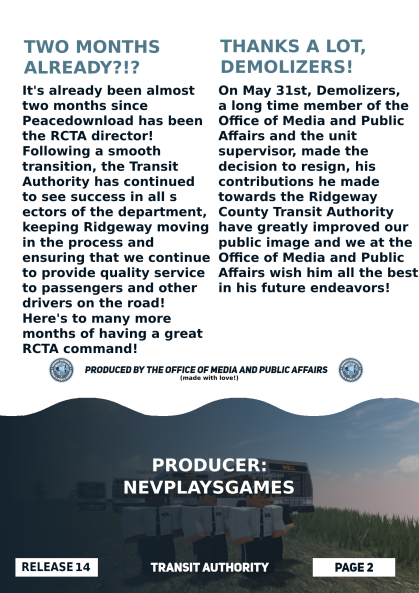 The May edition of our RCTA newsletter is out now! We look into our latest class of trainees, a special anniversary for our TA director, and an unfortunate resignation in our newsletter department. We hope you enjoy reading it!