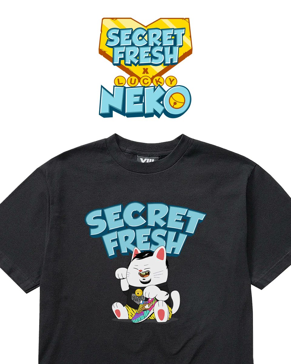 luckynekoworld's tweet photo. Secret Fresh x Lucky Neko (Black) 
Merch collab! 😻

Launch details TBA soon! 🚀

Big thanks to Kuya @djbigboycheng for making this happen!

 #LuckyNekoNFT #SecretFresh #SecretFreshGallery @secretfreshgallery https://t.co/A2MVVN242D