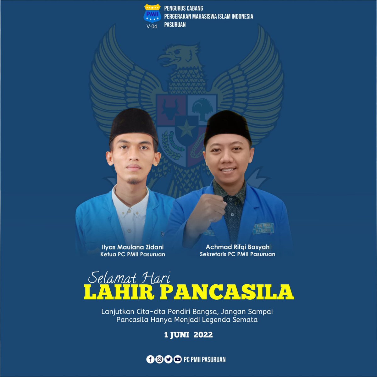 pcpmiipasuruan's tweet photo. Selamat Hari Lahir Pancasila
“Bangkit Bersama Membangun Peradaban Dunia”
-
#pancasila #1juni #pmii #pcpmii #pasuruan #mahasiswauad #pcpmii https://t.co/xfqvskvbDp