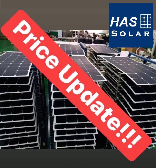 has_trading's tweet photo. Our 370W, mono-silicon, mono-facial, single-glass, PERC module price based on 180,000 Watts, FOB China, updated on June 2 is: USD 0.268 per Watt.
#renewable #RenewableEnergy #SolarCell #SolarCells #price #SolarPVPrice #SolarModulePrice #discounts #SolarPanelPrice #PVModulePrice https://t.co/Zg9n12V3fE