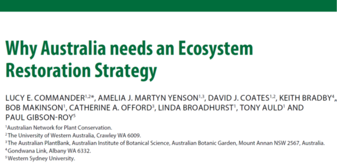 lucy_commander's tweet photo. Our latest article 'Why Australia needs an Ecosystem Restoration Strategy' is now online.
https://t.co/cln2gLRw3E

@ANPlantC #restoration #conservation #threatenedspecies #nationalstrategy #ecologicalrestoration #ecosystemrestoration #generationrestoration #plantconservation https://t.co/AxVgMGXkII