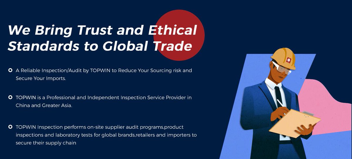 samson_xiang's tweet photo. We Bring Trust and Ethical Standards to Global Trade 
A Reliable Inspection/Audit by TOPWIN to Reduce Your Sourcing risk and Secure Your imports.
#inspection #quality control #Product inspection #Third Party inspection company #FBA https://t.co/X5QqjRwhRR